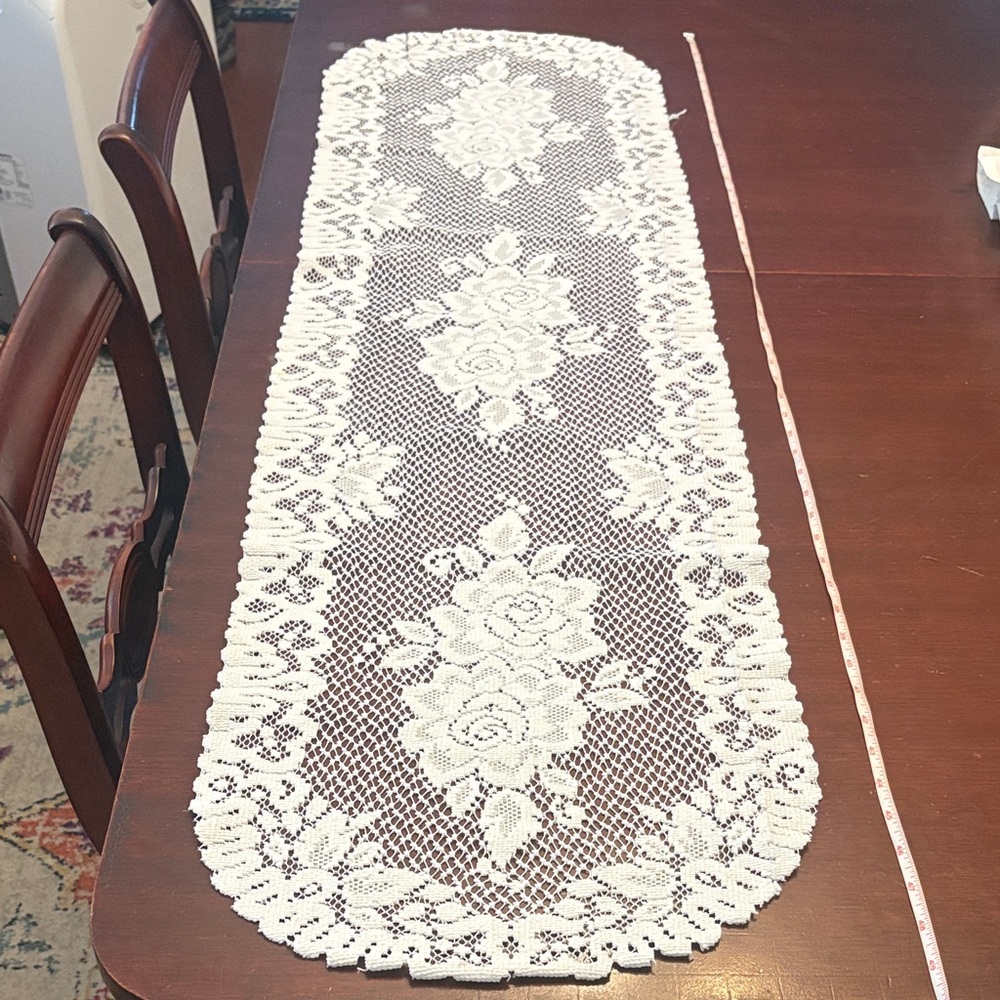 Elegant White Lace Table Runner